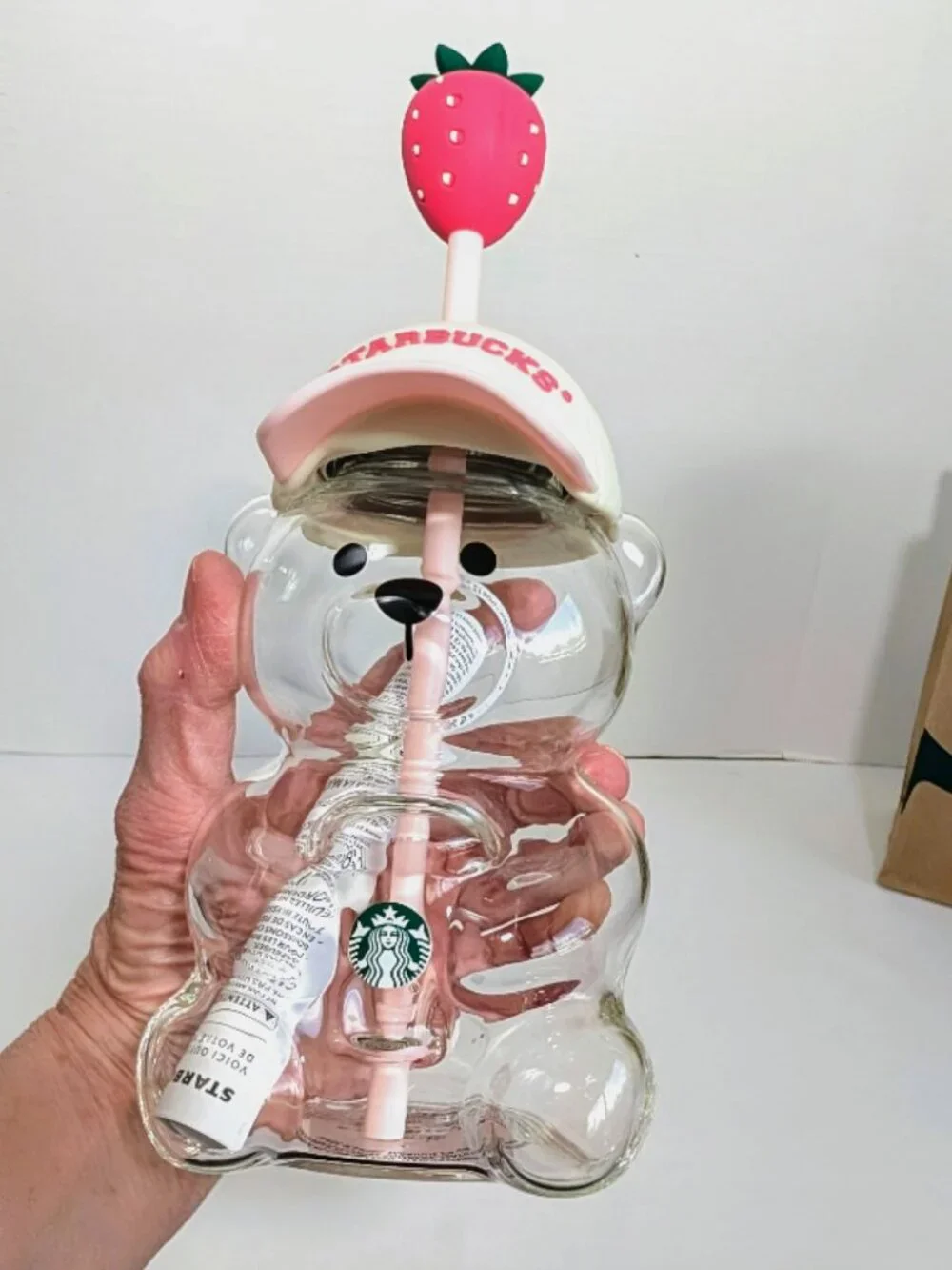 2026 Starbucks Limited Edition Pink Bearista Glass Cup 20oz Strawberry